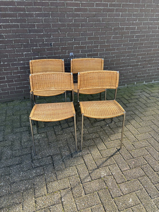 Image 1 of 4X Rotan Stoel In De Stijl Van Martin Visser