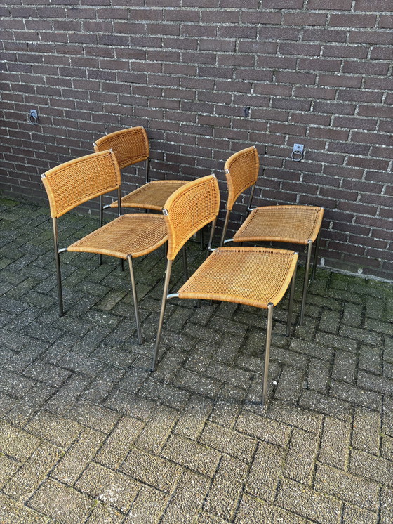 Image 1 of 4X Rotan Stoel In De Stijl Van Martin Visser