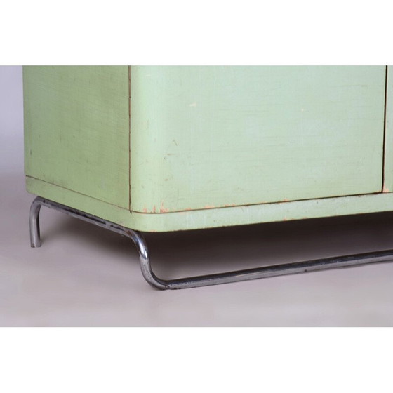 Image 1 of Vintage Bauhaus groen chromen kast voor Hynek Gottwald, Tsjecho-Slowakije 1930