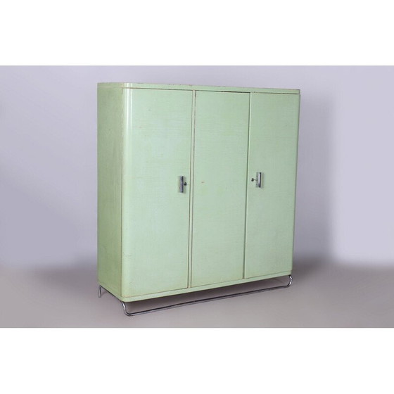Image 1 of Vintage Bauhaus groen chromen kast voor Hynek Gottwald, Tsjecho-Slowakije 1930