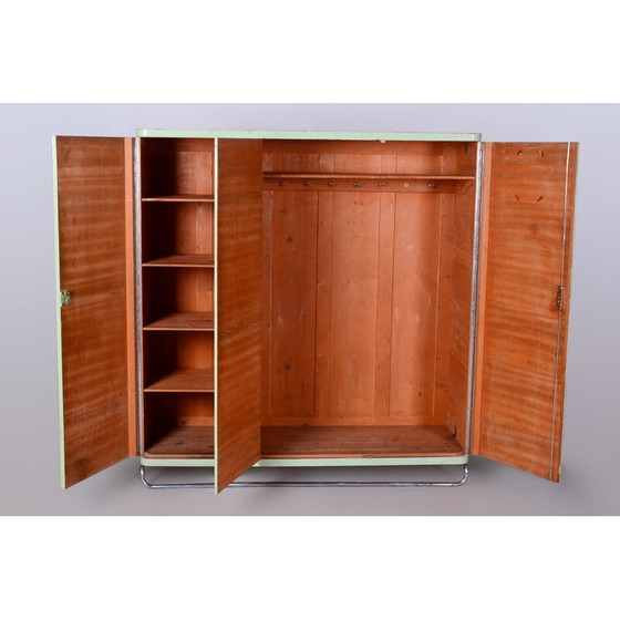 Image 1 of Vintage Bauhaus groen chromen kast voor Hynek Gottwald, Tsjecho-Slowakije 1930