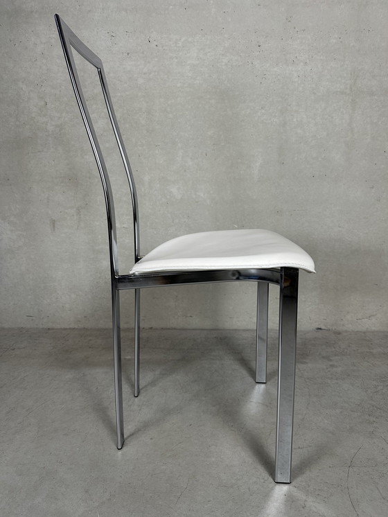 Image 1 of 6X Cattelan Italia Eetkamerstoel - Leder En Chroom