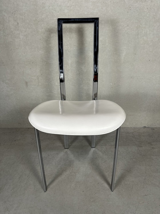 Image 1 of 6X Cattelan Italia Eetkamerstoel - Leder En Chroom