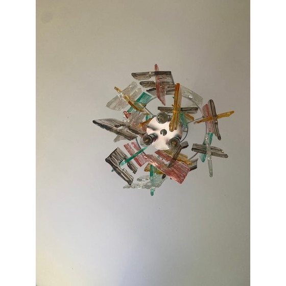 Image 1 of Moderne Veelkleurige "Handgemaakte C" Kroonluchter Murano Glas Stijl In Venini Stijl