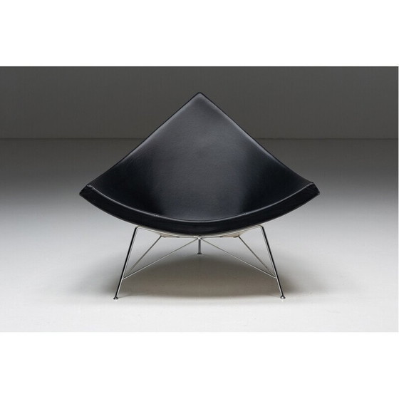 Image 1 of Vintage Coconut fauteuil in leer en verchroomd staal van George Nelson voor Vitra, 1955