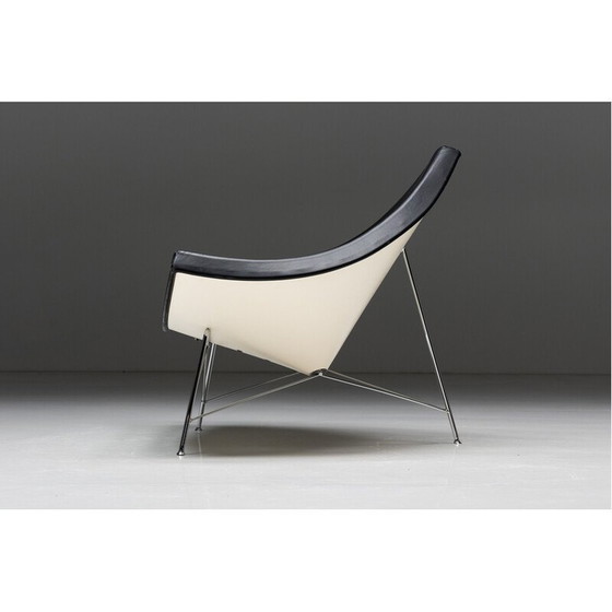 Image 1 of Vintage Coconut fauteuil in leer en verchroomd staal van George Nelson voor Vitra, 1955