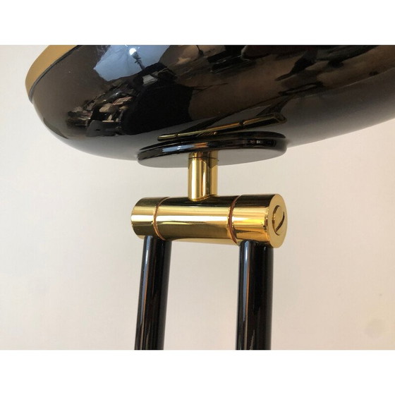 Image 1 of Vintage vloerlamp van zwart gelakt metaal en messing, 1970