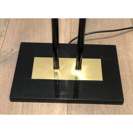 Image 1 of Vintage vloerlamp van zwart gelakt metaal en messing, 1970