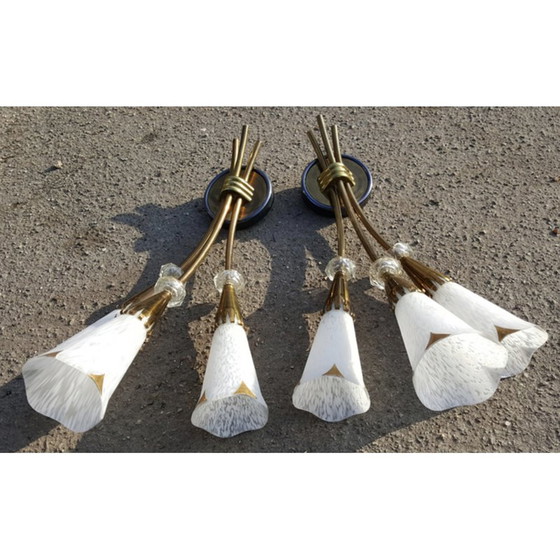 Image 1 of Paar vintage wandlampen van Lunel, Parijs 1950