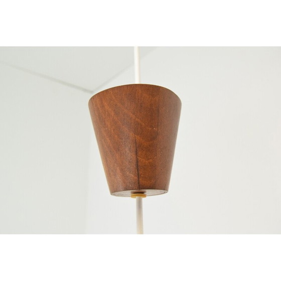 Image 1 of Vintage hanglamp van hout en glas door Drevo Humpolec, Tsjecho-Slowakije 1970