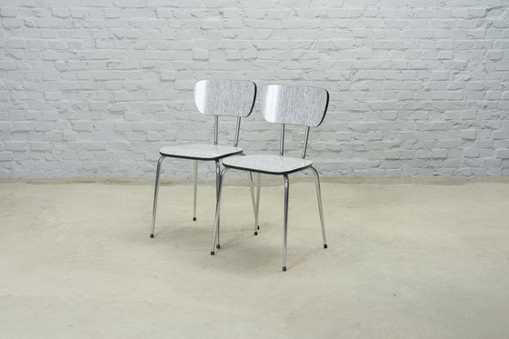 Image 1 of Set van twee Zebra zwart-witte vintage design Brabantia keukenstoelen, Nederland, jaren 1960. Ref. CH220-2