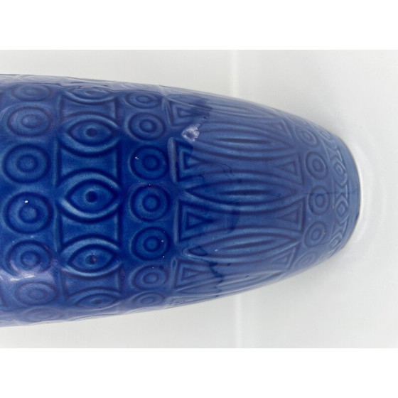 Image 1 of Vintage blauwe keramieken vaas, 1960