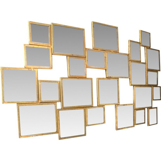 Vintage spiegel in verguld metaal, Frankrijk 1950