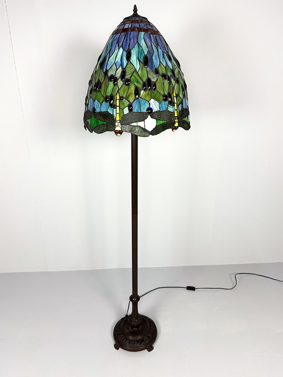 Image 1 of Vintage extra grote staande lamp in Tiffany-stijl