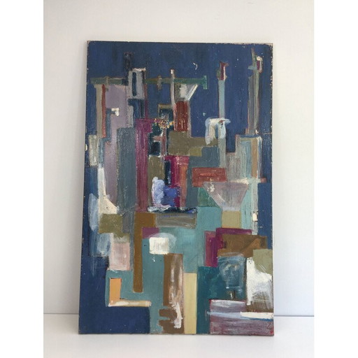 Vintage moderne kunst schilderij, 1960