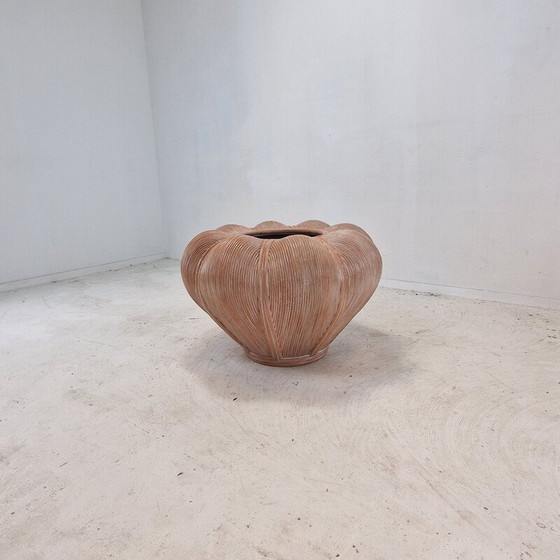 Image 1 of Vintage bamboe en rotan bloempot, Frankrijk 1970