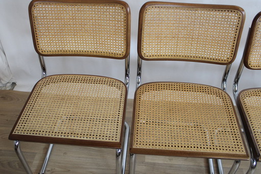 4 Stoelen Model B32 Donker Beuken En Stalen Buis 1960 Italië