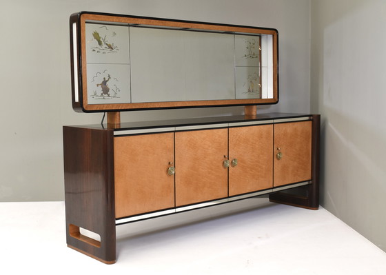 Image 1 of Osvaldo en Gaetano Borsani 'Vier Jaargetijden' Art-Deco Dressoir, Italië - circa 1930