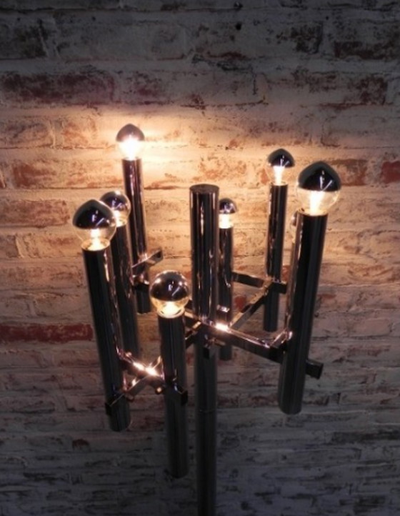 Image 1 of Staande chromen lamp uplight met 8 lichtpunten