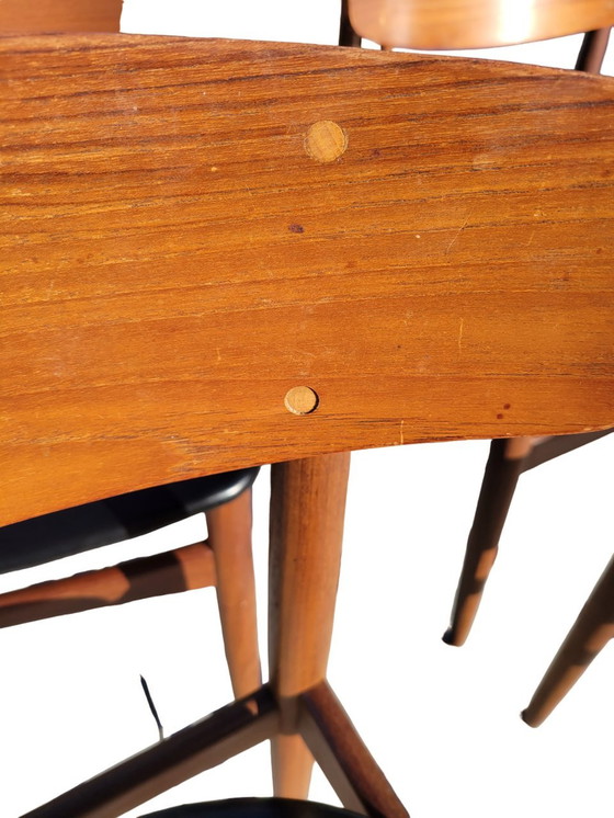 Image 1 of 6x Barmin Teak Skaï Stoelen