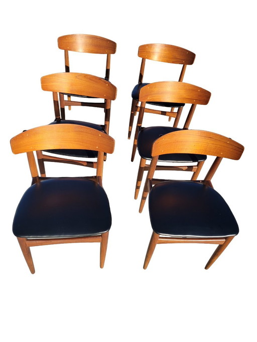 6x Barmin Teak Skaï Stoelen