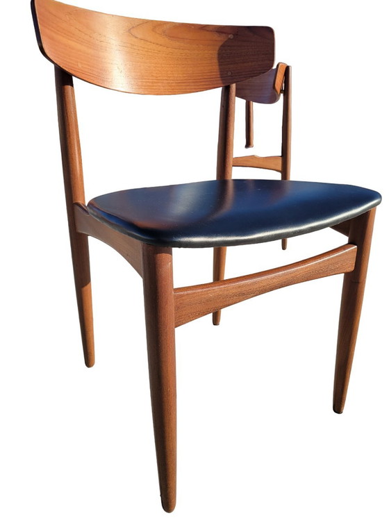 Image 1 of 6x Barmin Teak Skaï Stoelen