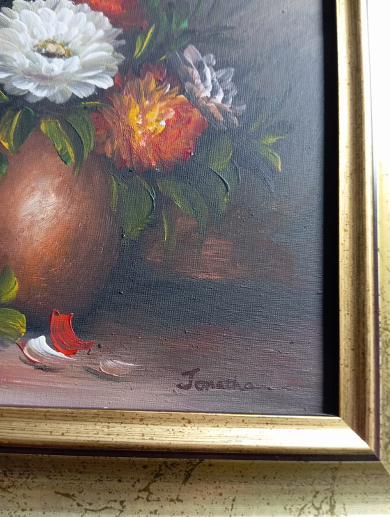 Image 1 of Olieverf op canvas Pioenboeket