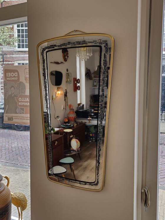 Image 1 of Vintage Spiegel Wandspiegel Mirror Goud Zwart