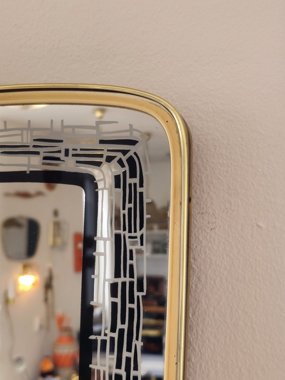 Image 1 of Vintage Spiegel Wandspiegel Mirror Goud Zwart