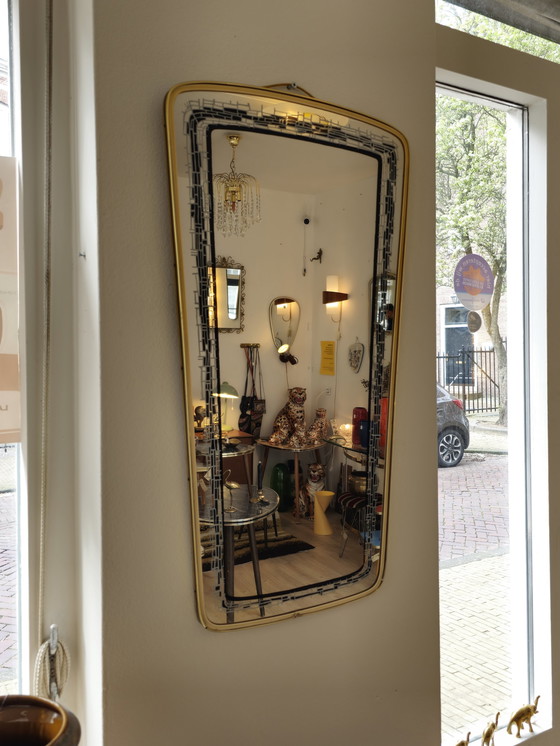 Image 1 of Vintage Spiegel Wandspiegel Mirror Goud Zwart