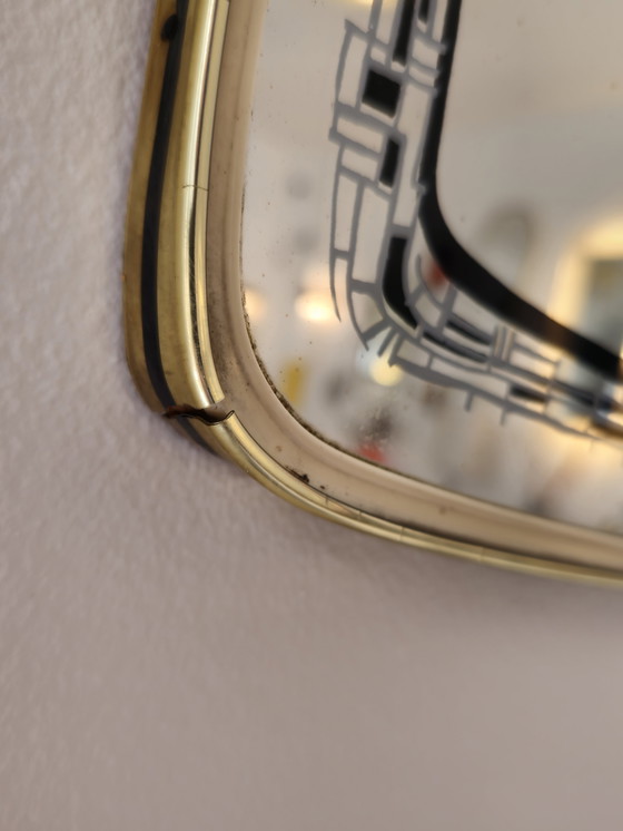 Image 1 of Vintage Spiegel Wandspiegel Mirror Goud Zwart