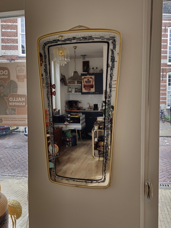 Image 1 of Vintage Spiegel Wandspiegel Mirror Goud Zwart