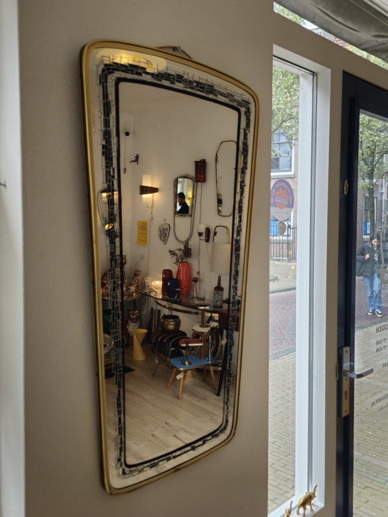 Image 1 of Vintage Spiegel Wandspiegel Mirror Goud Zwart