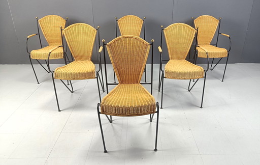 6x Vintage eetkamerstoelen