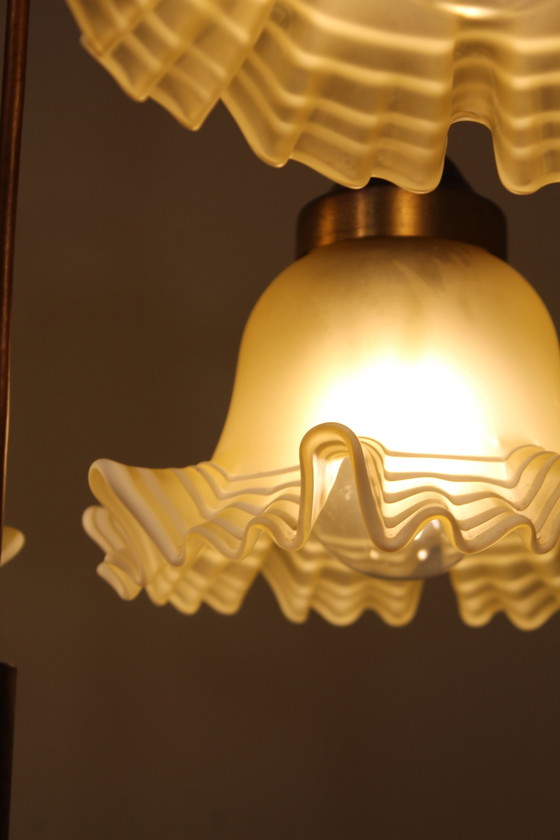 Image 1 of Vintage Gouden Cascadelamp, Hanglamp - Amberkleurig, Jaren '70