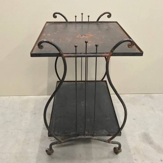 Image 1 of Vintage ijzeren bar cart tafel met een harp