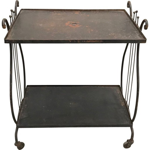 Vintage ijzeren bar cart tafel met een harp