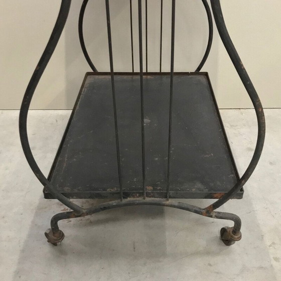 Image 1 of Vintage ijzeren bar cart tafel met een harp