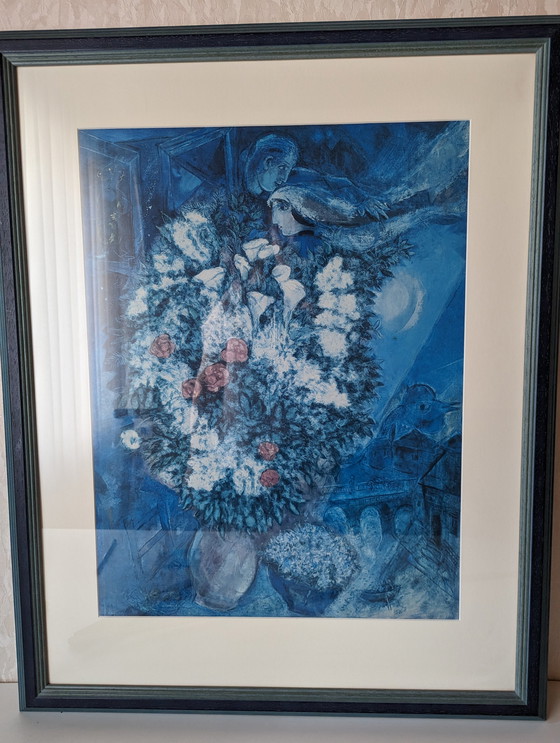 Image 1 of Marc Chagall - Boeket met vliegende minnaars