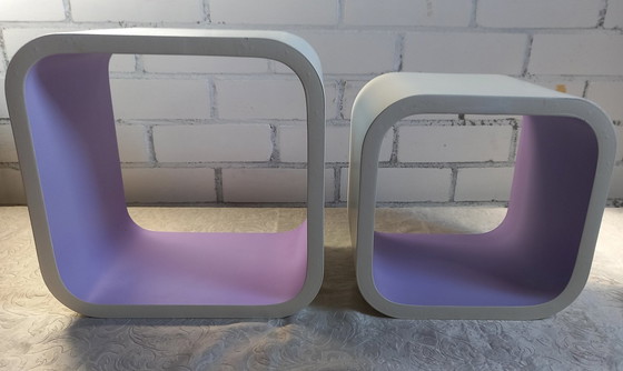 Image 1 of Vintage Planken - Modulaire Eenheden - Gelakt Hout - 1970-1980