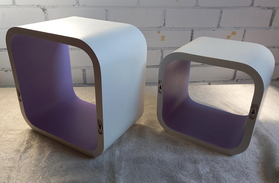 Image 1 of Vintage Planken - Modulaire Eenheden - Gelakt Hout - 1970-1980