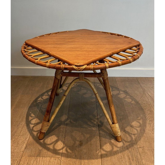 Image 1 of Vintage rotan trampoline salontafel, Frankrijk 1950