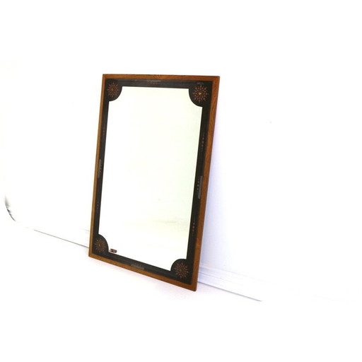 Vintage rozenhouten spiegel van Ateljé Glas en Trä, Zweden 1970