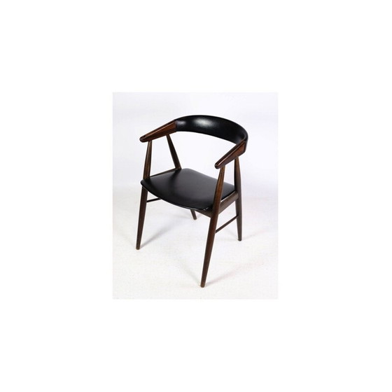 Image 1 of Set van 4 vintage stoelen in zwart leer en rozenhout van Aksel Bender en Ejnar Larsen, jaren 1960