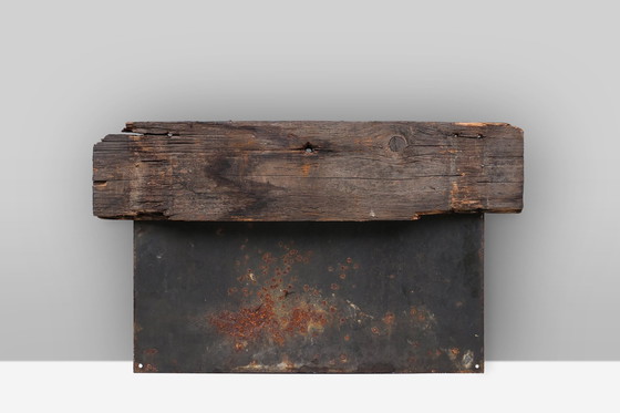 Image 1 of Vintage Duits geel emaille bord, 1900