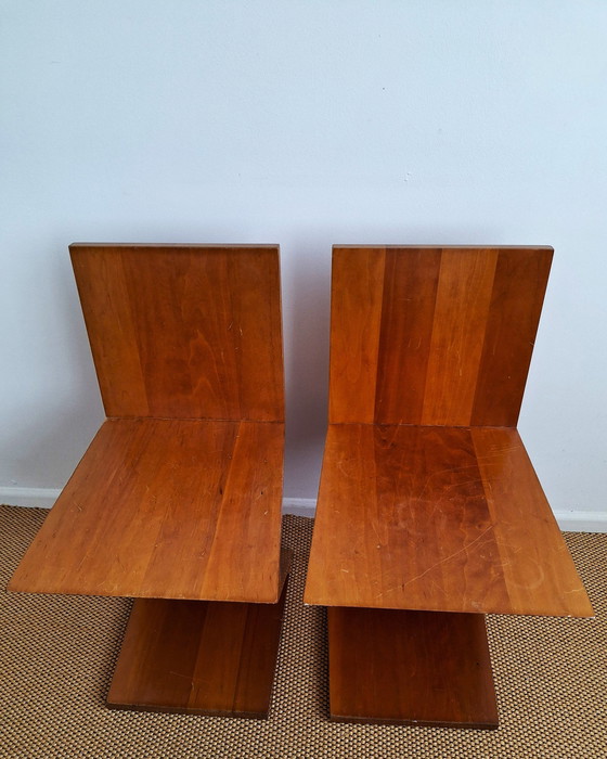 Image 1 of 2x Cassina Gerrit T. Rietveld Zig Zag Stoel