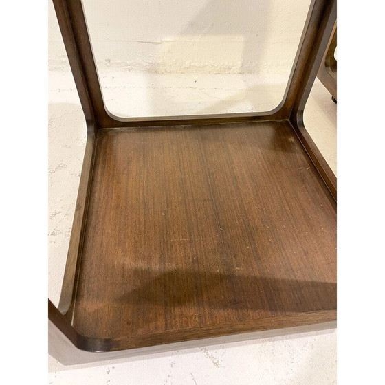 Image 1 of Paar vintage houten bijzettafels met wielen, 1960