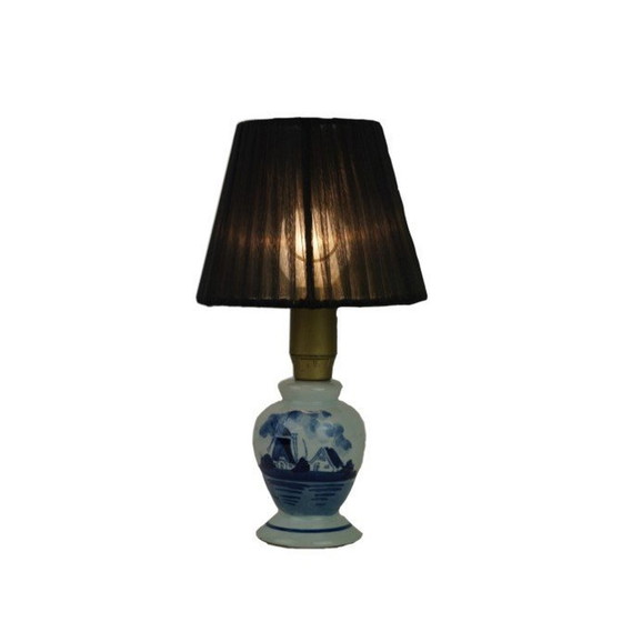 Image 1 of Delfts Blauw Aardewerken Lampje Met Een Molen