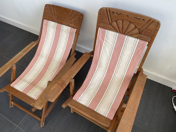 Image 1 of 2x Vintage Deckchairs