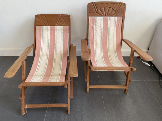 Image 1 of 2x Vintage Deckchairs